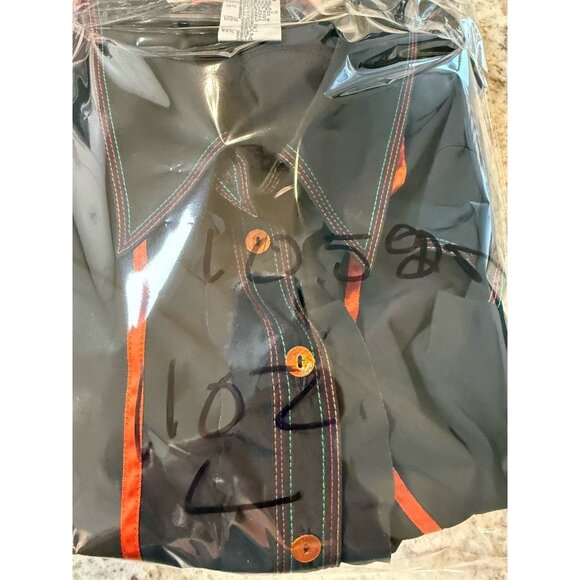 VTG ALAIN WEIZ 14 SILK BLOUSE TOP FALL HALLOWEEN JACKET TUNIC LIKE EILEEN FISHER - Picture 12 of 13